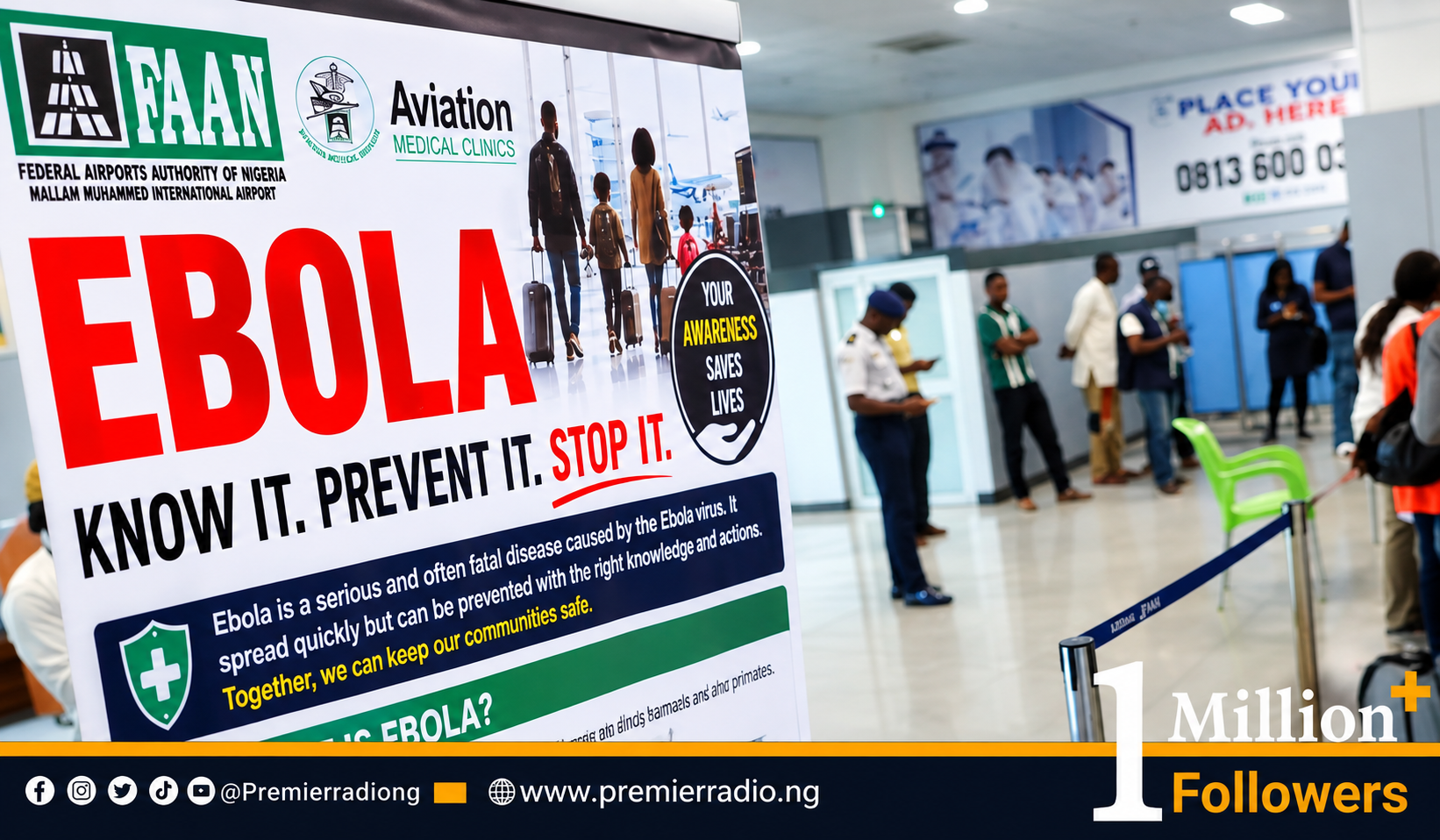 Ebola Awareness Poster in Airport Clinic